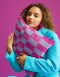 Block cushion - blue / magenta