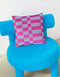 Block cushion - blue / magenta